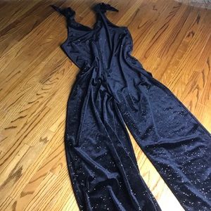 Monki Black & Gold Sparkle Wide Leg Jumpsuit